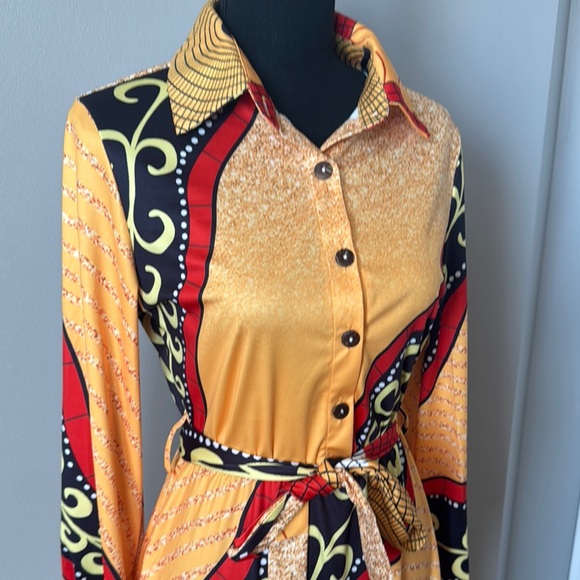 NWOT Yellow/Gold, Red and Black Maxi Dress - Picture 7 of 8